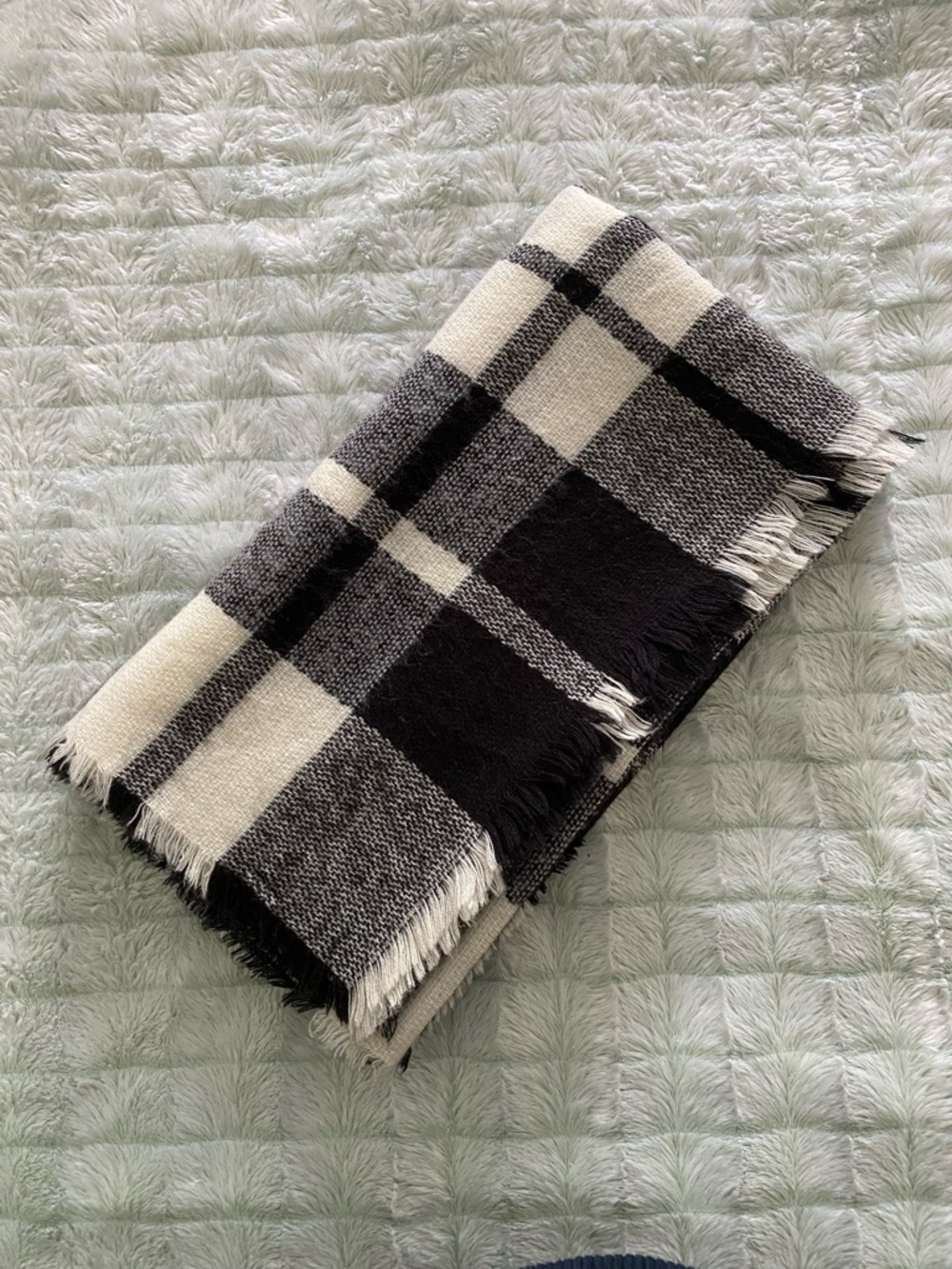 Old Navy Black & Cream Plaid Blanket Scarf